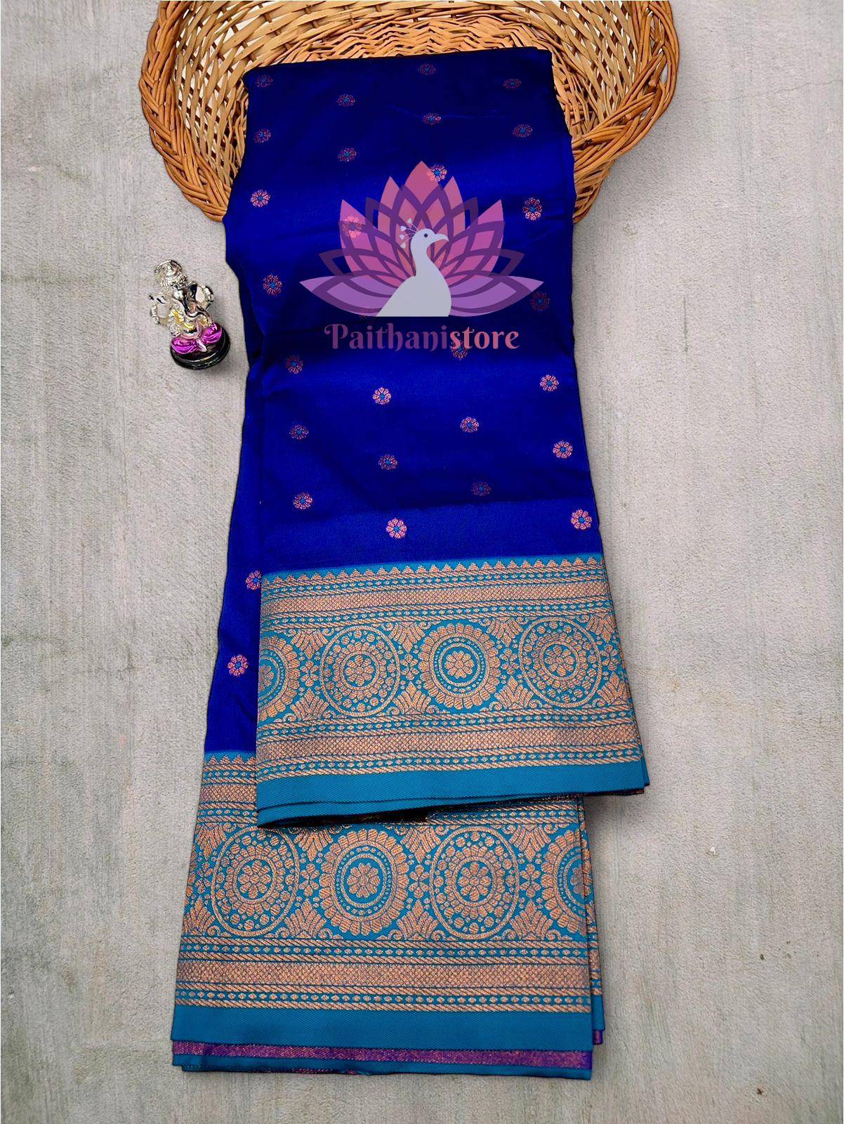 Elegant Kanjivaram Border Paithani Sarees With All Over Jari Butti