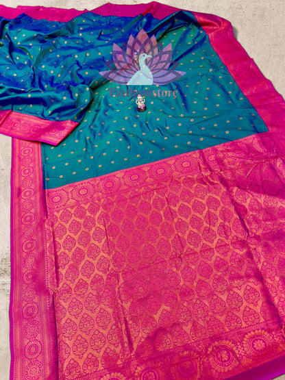 Elegant Kanjivaram Border Paithani Sarees With All Over Jari Butti