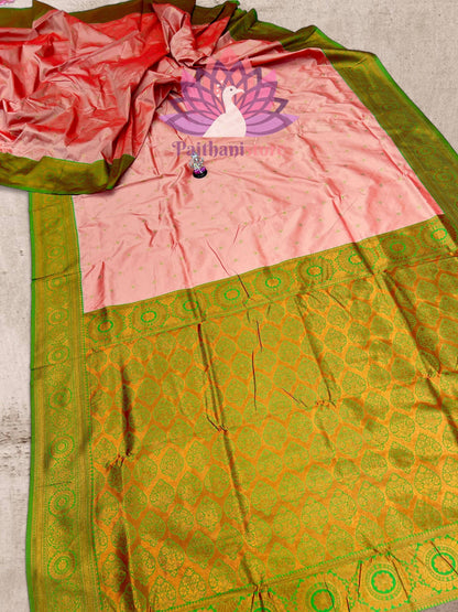 Elegant Kanjivaram Border Paithani Sarees With All Over Jari Butti