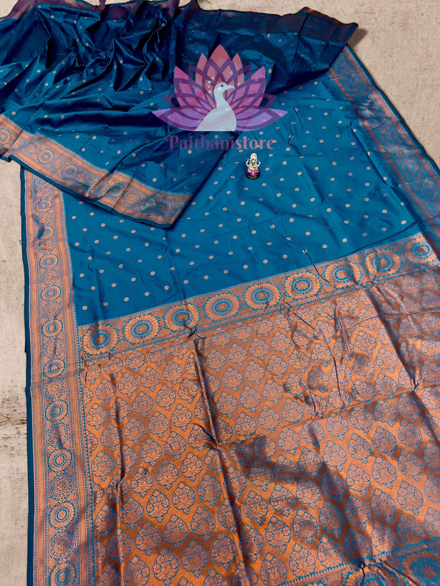 Elegant Kanjivaram Border Paithani Sarees With All Over Jari Butti