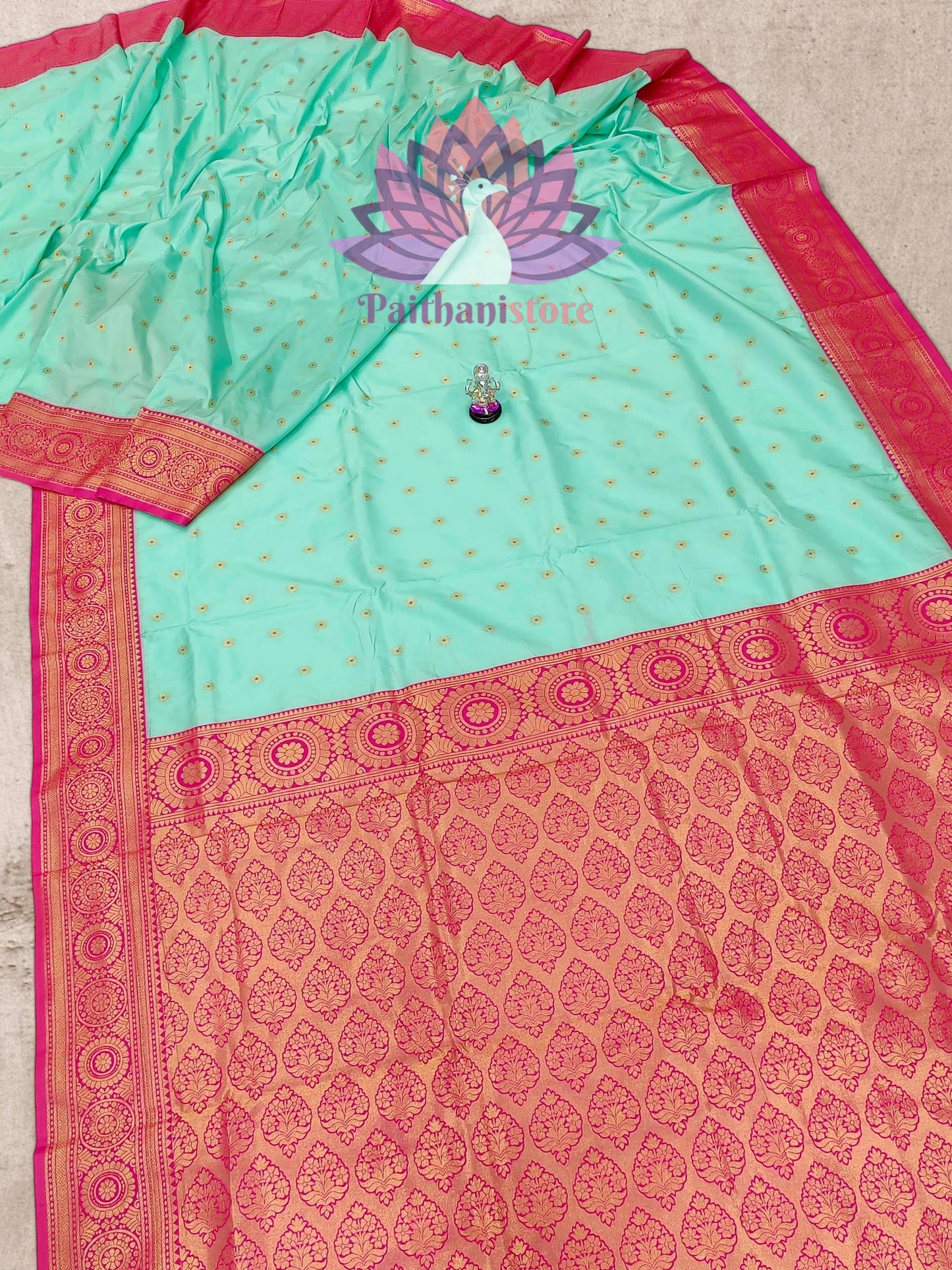 Elegant Kanjivaram Border Paithani Sarees With All Over Jari Butti