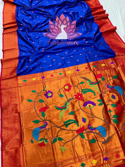 Luxurious Kadiyal Paithani Saree with Parrot Pallu and All-Over Meena Butti