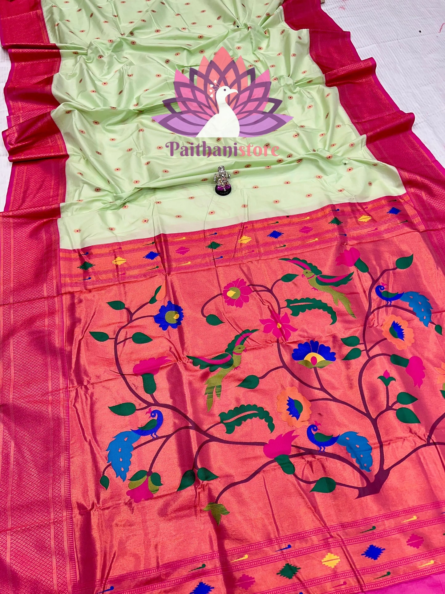 Luxurious Kadiyal Paithani Saree with Parrot Pallu and All-Over Meena Butti