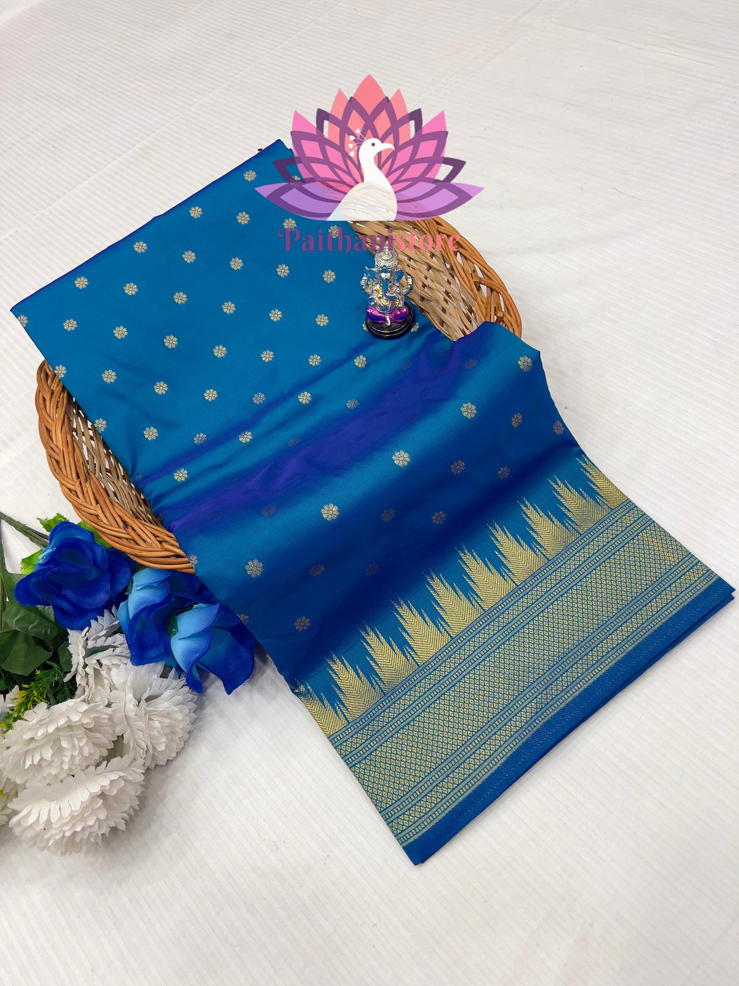 Elegant Irkal Paithani Saree with All-Over Zari Butti in Semi-Silk