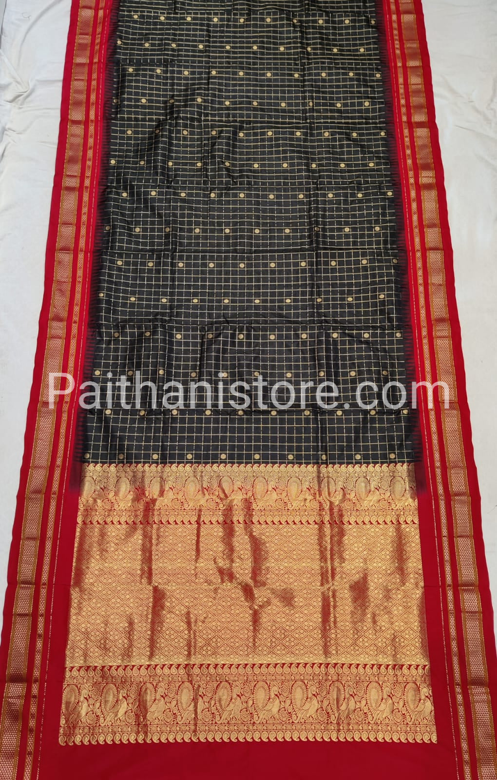 Irkal Checks Silk Saree — Border Detail