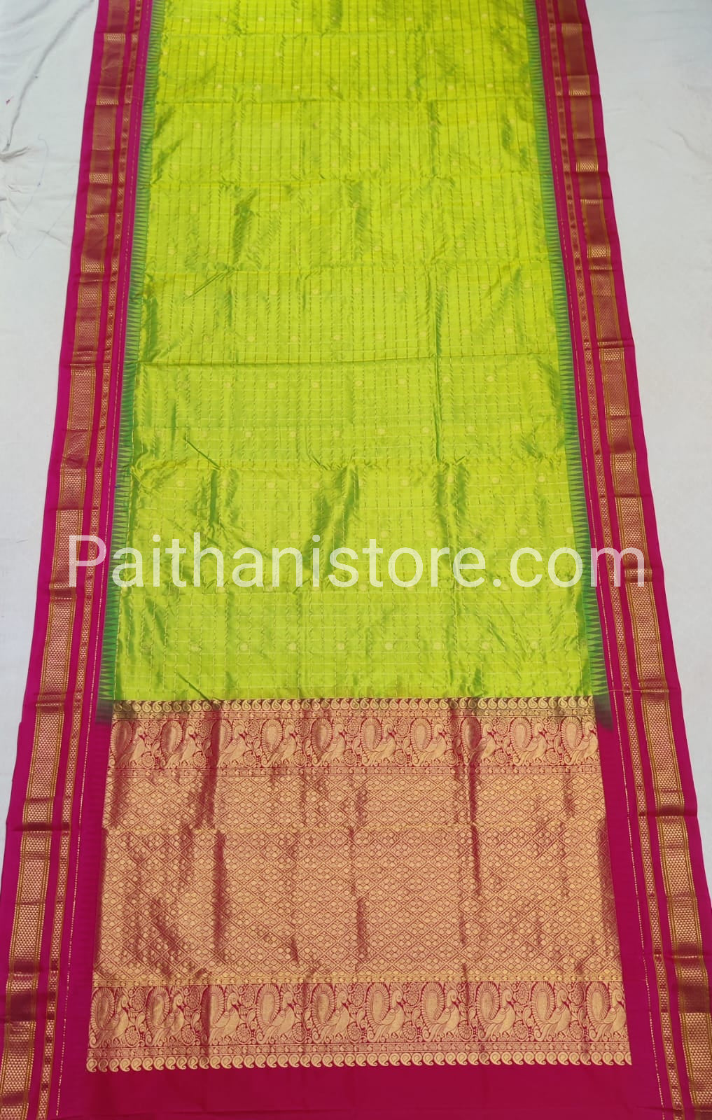 Irkal Checks Silk Saree — Front View