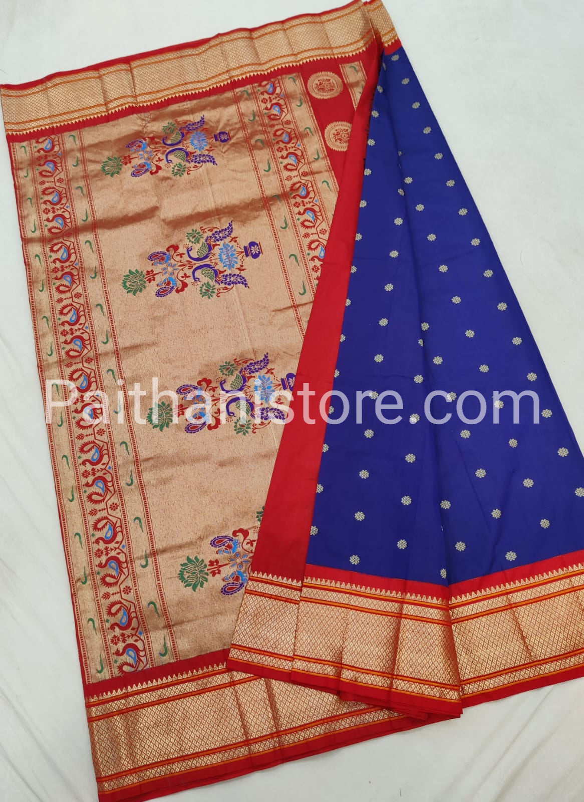 Kadiyal Semi Silk Paithani Saree — Side Angle
