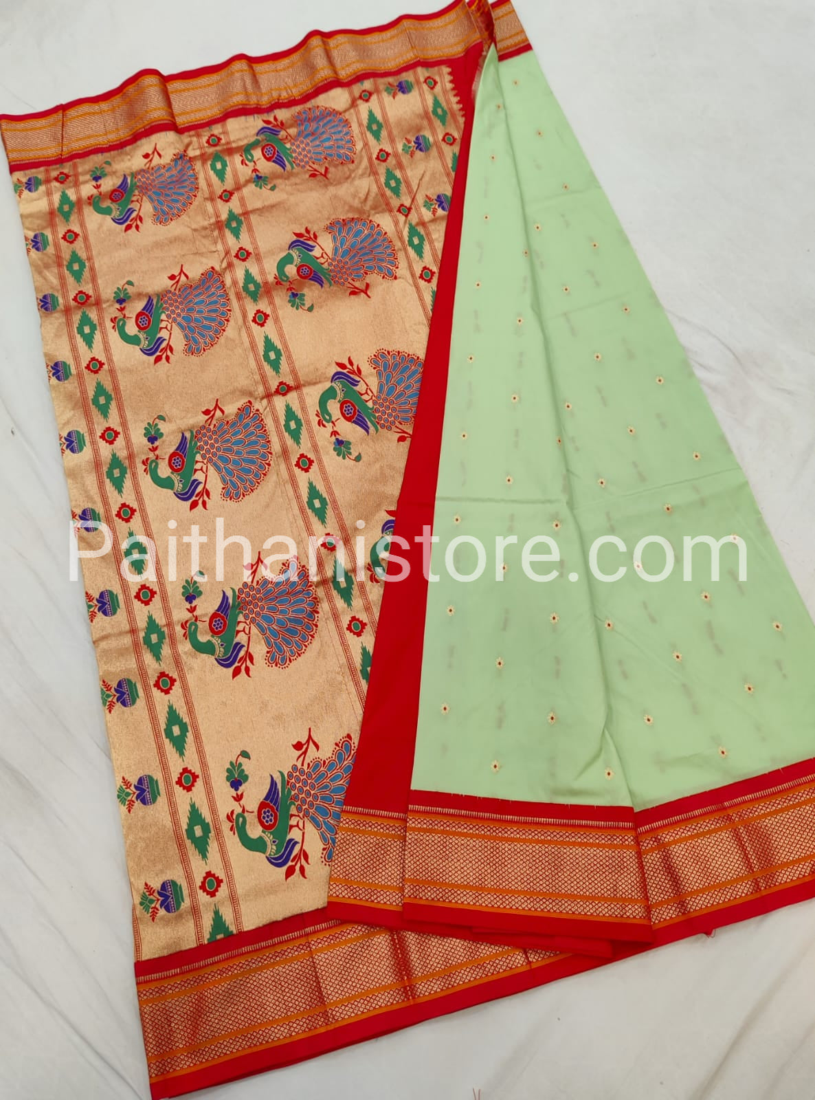 Kadiyal Semi Silk Paithani Saree — Texture Close-up