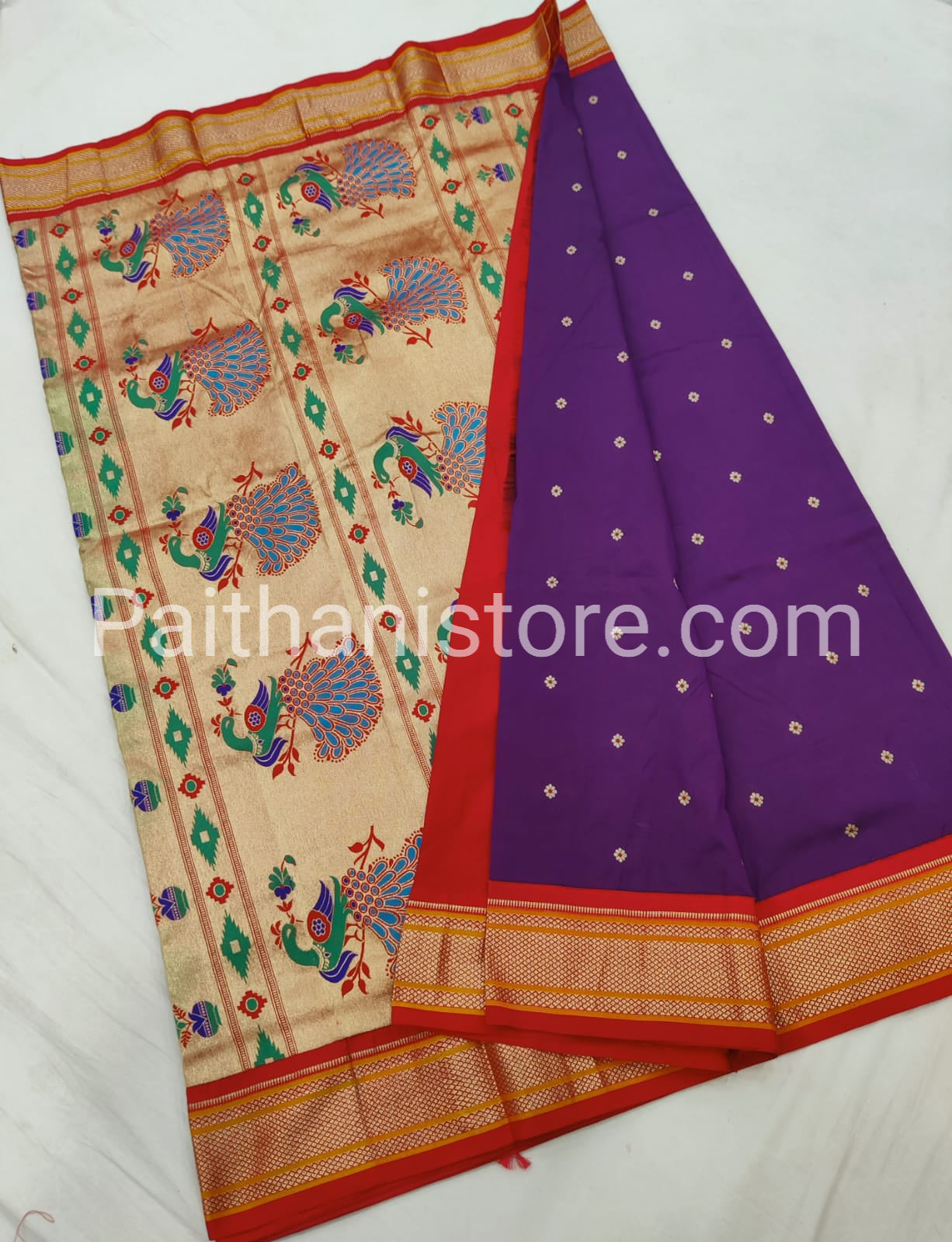 Kadiyal Semi Silk Paithani Saree — Full View
