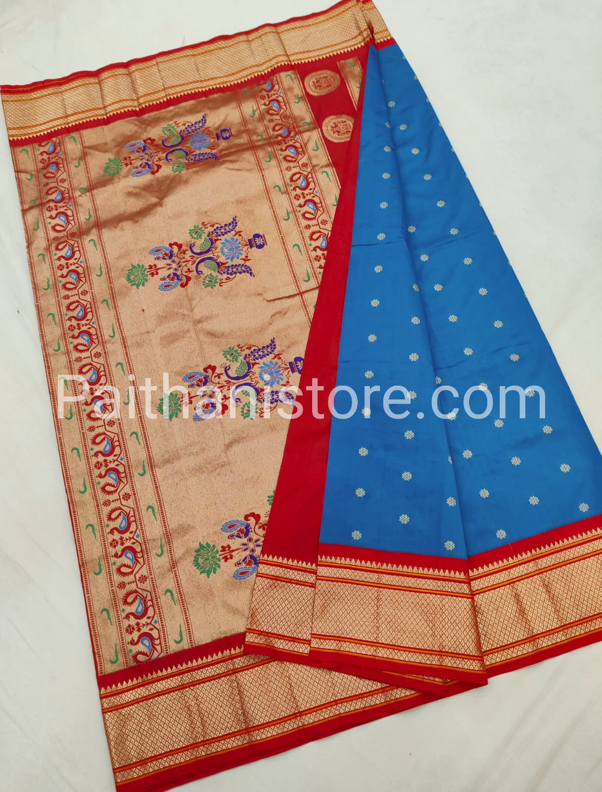 Kadiyal Semi Silk Paithani Saree — View 11