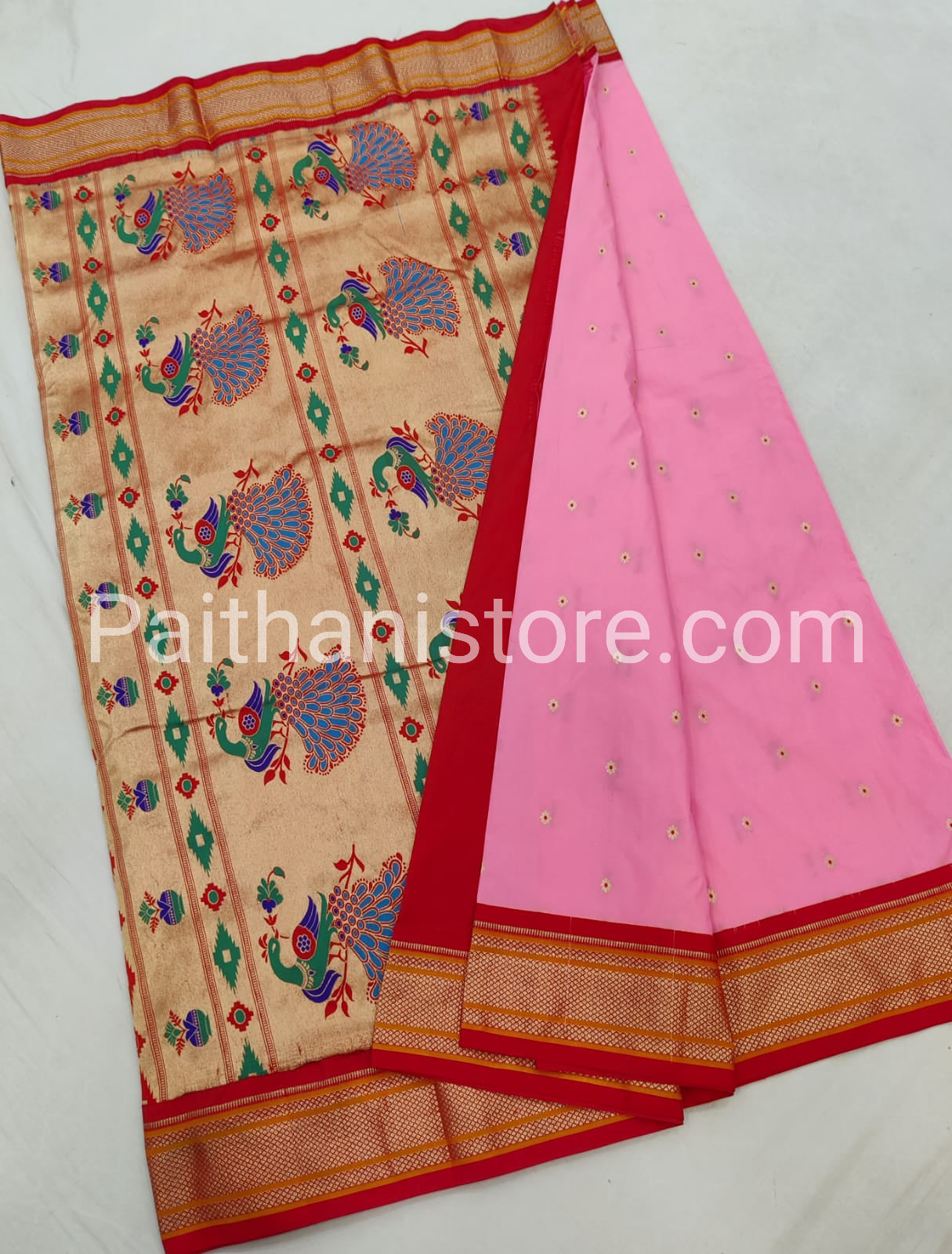 Kadiyal Semi Silk Paithani Saree — Pallu Detail