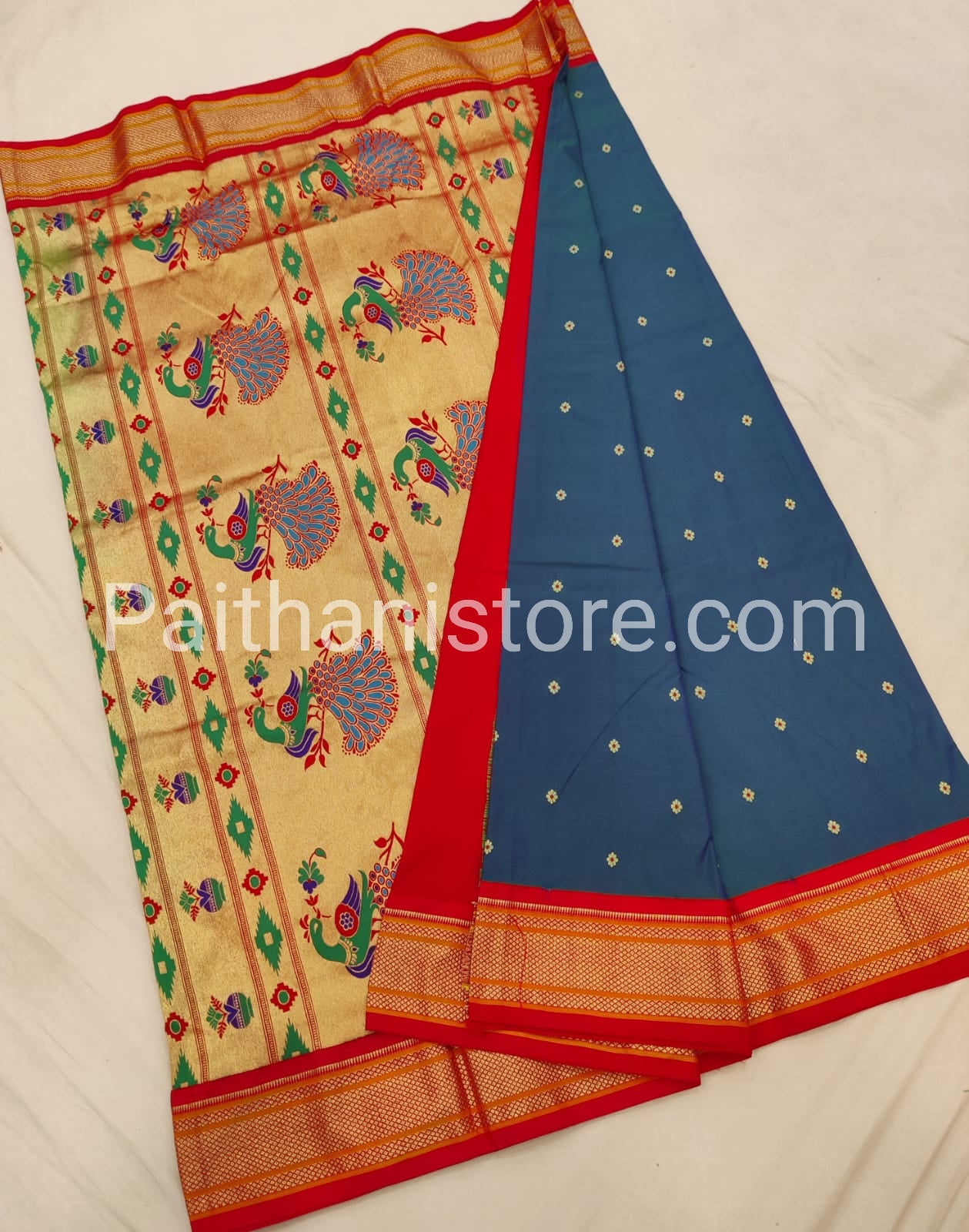 Kadiyal Semi Silk Paithani Saree — Border Detail