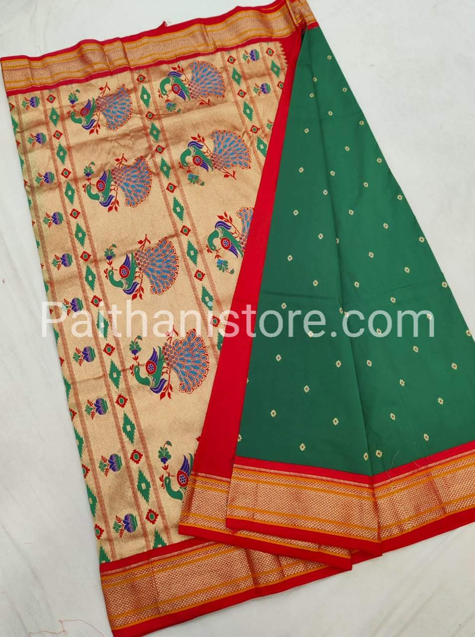 Kadiyal Semi Silk Paithani Saree — Back View