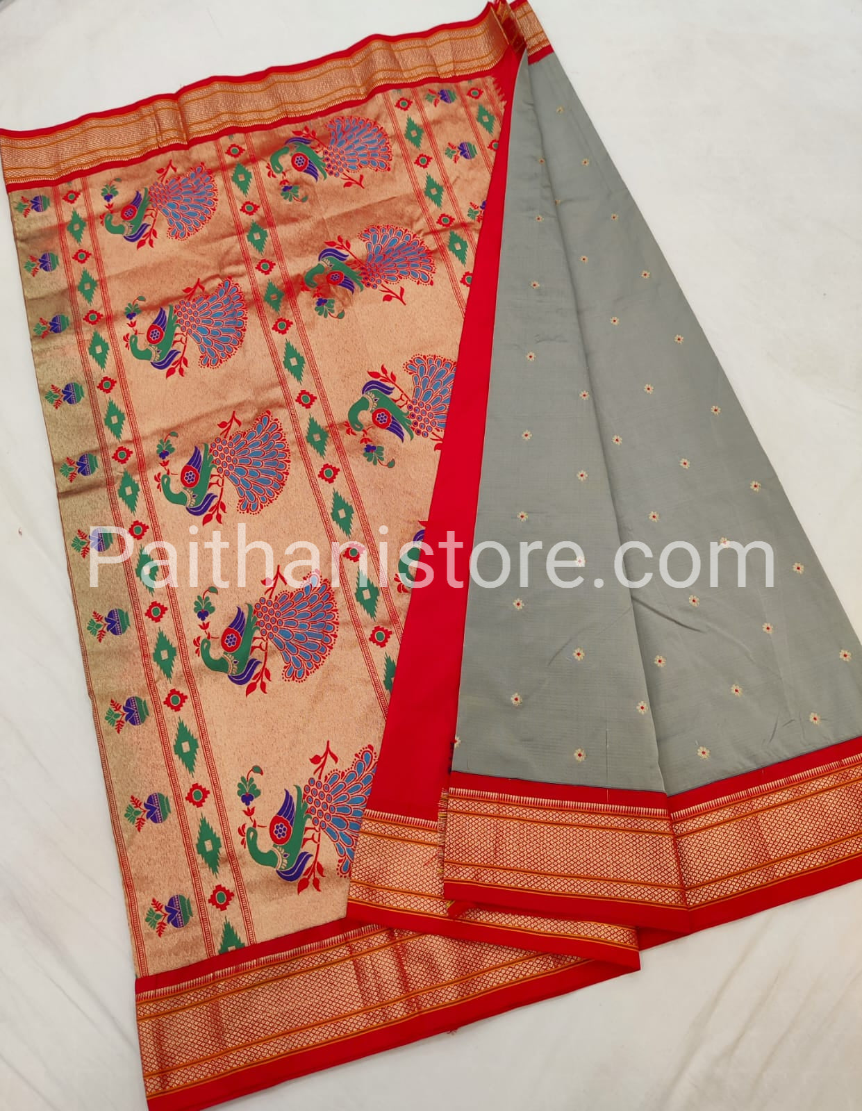 Kadiyal Semi Silk Paithani Saree — View 13