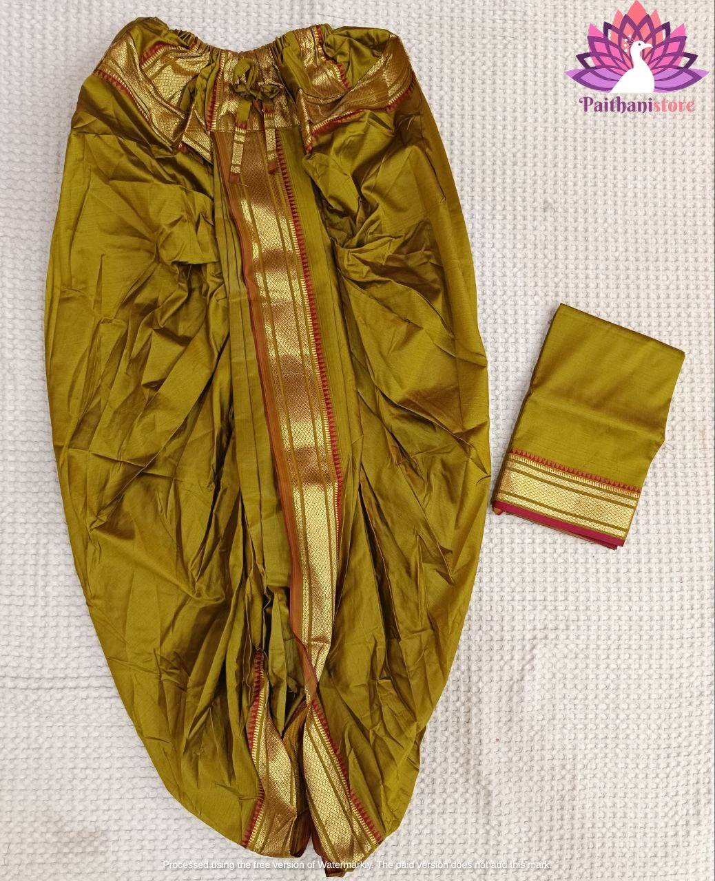 Mehendi Color Traditional Mens Dhoti