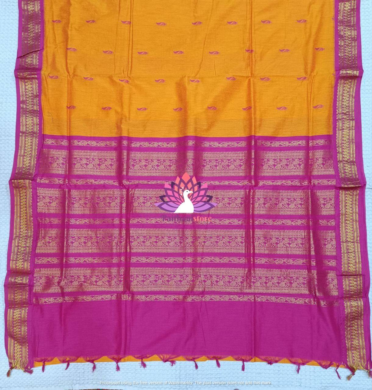 Orange Gadwal Paithani Saree