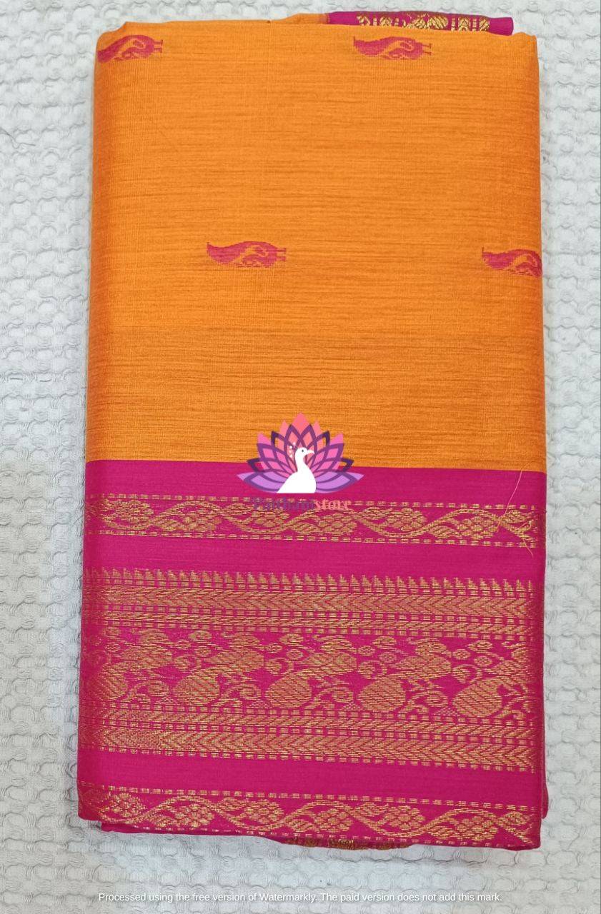 Orange Gadwal Paithani Saree