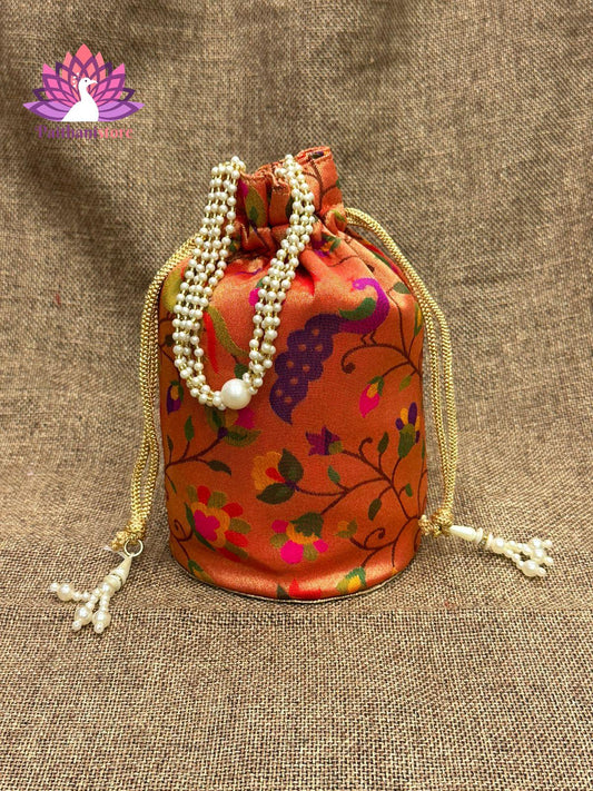 Paithani Potli Bag - Elegant Traditional Handcrafted Design