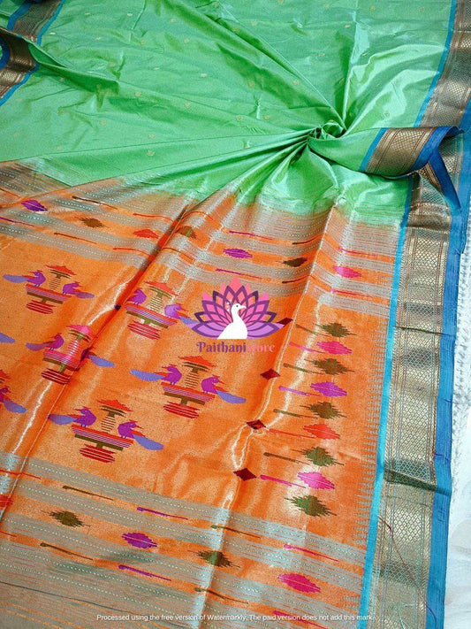 Pastel Color Pure Silk Paithani Saree