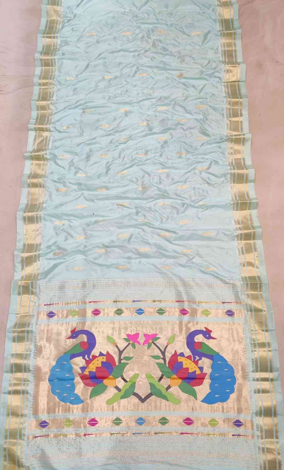 Pastel Colour Pure Silk Handloom Paithani Saree