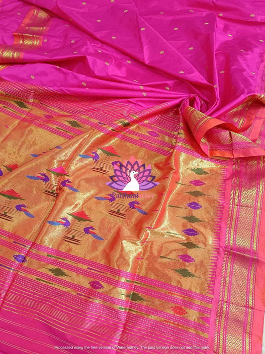 Pink Handloom Yeola Paithani Saree