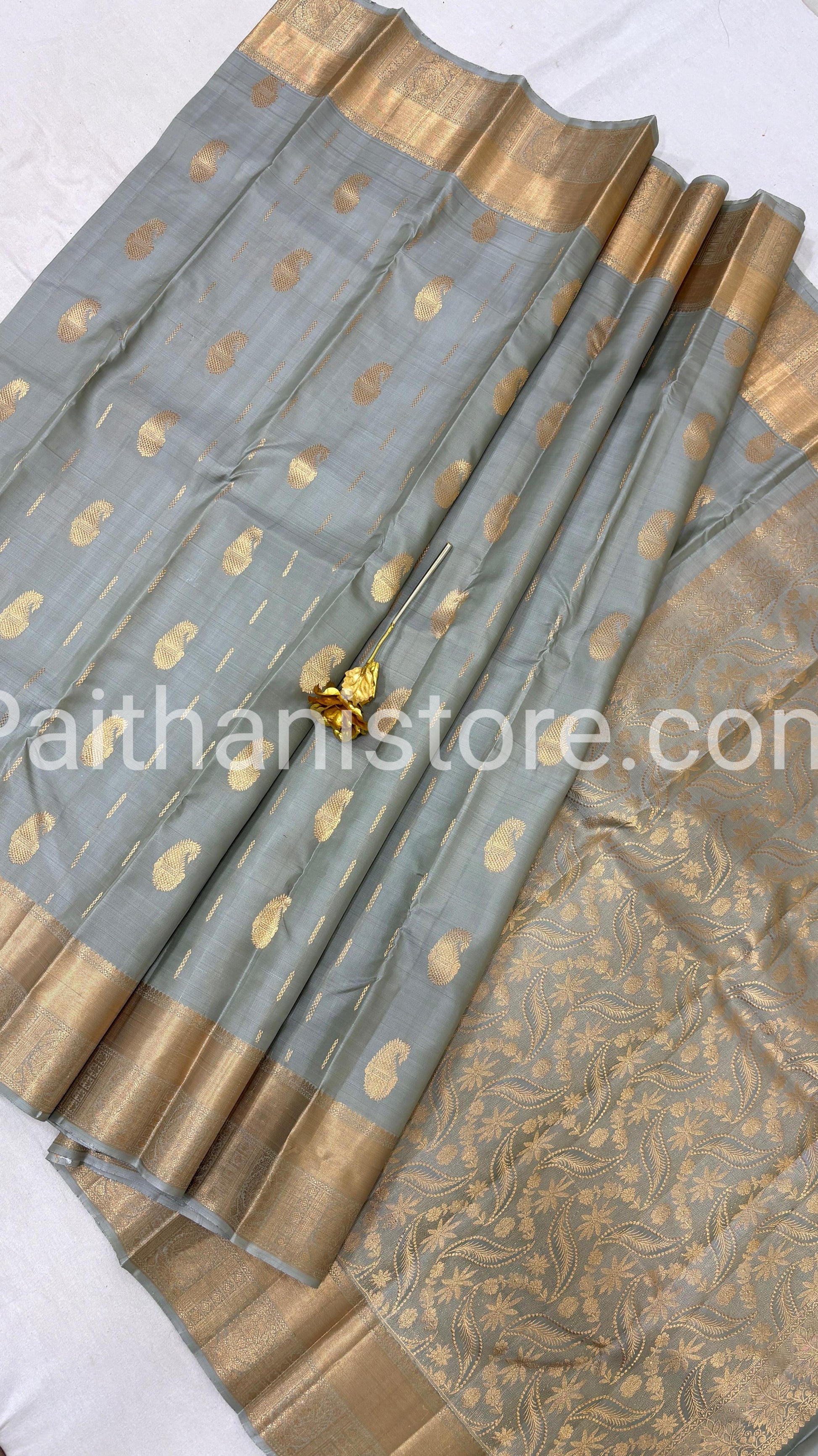 Pure Silk Kanchipuram Saree — Texture Close-up