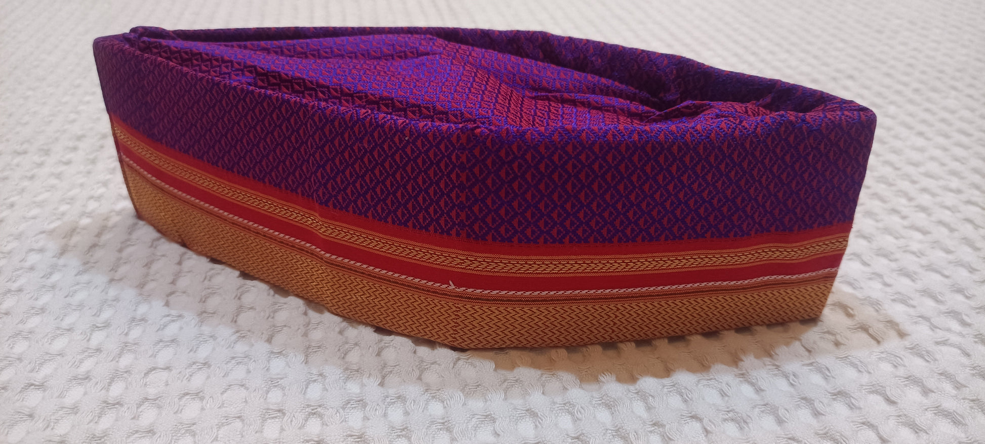 Turmeric Gold Yeola Paithani Topi - Side Angle