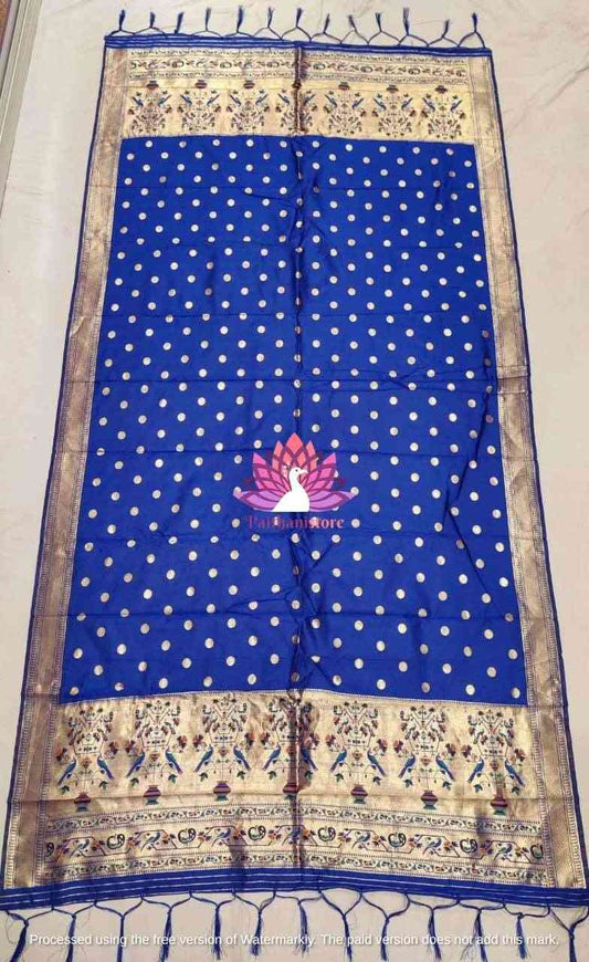 Blue Wedding Paithani Dupatta