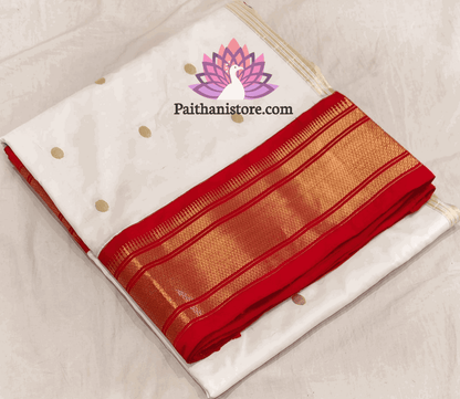 White Kadiyal Paithani Sarees