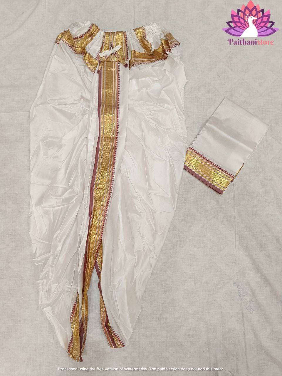 White Men Dhoti For Wedding - Paithanistore