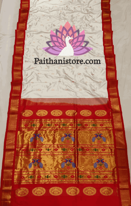 White Paithani Silk Saree