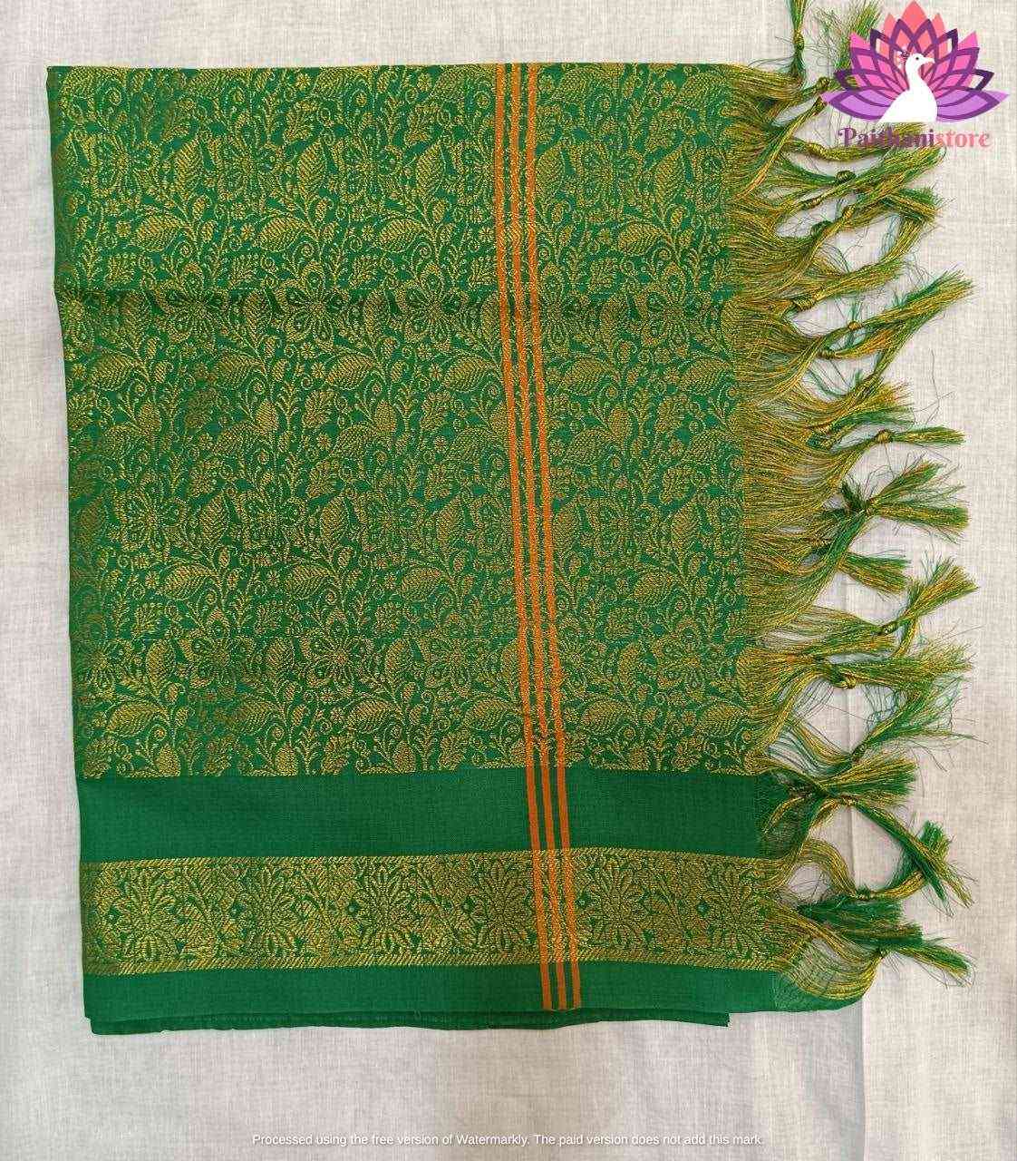 Womens Silk Green Shela On Nauvari