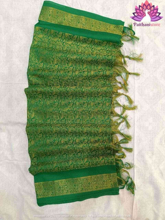 Womens Silk Green Shela On Nauvari