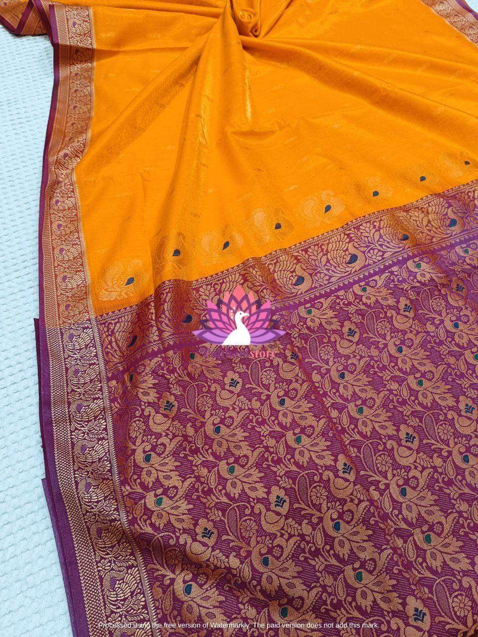 Yellow Nauvari Paithani Saree For Wedding | Buy Online from Paithanistore