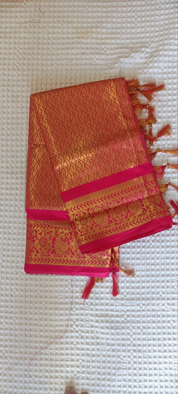 Orange-Red Paithani Shela with peacock-floral medallion pallu