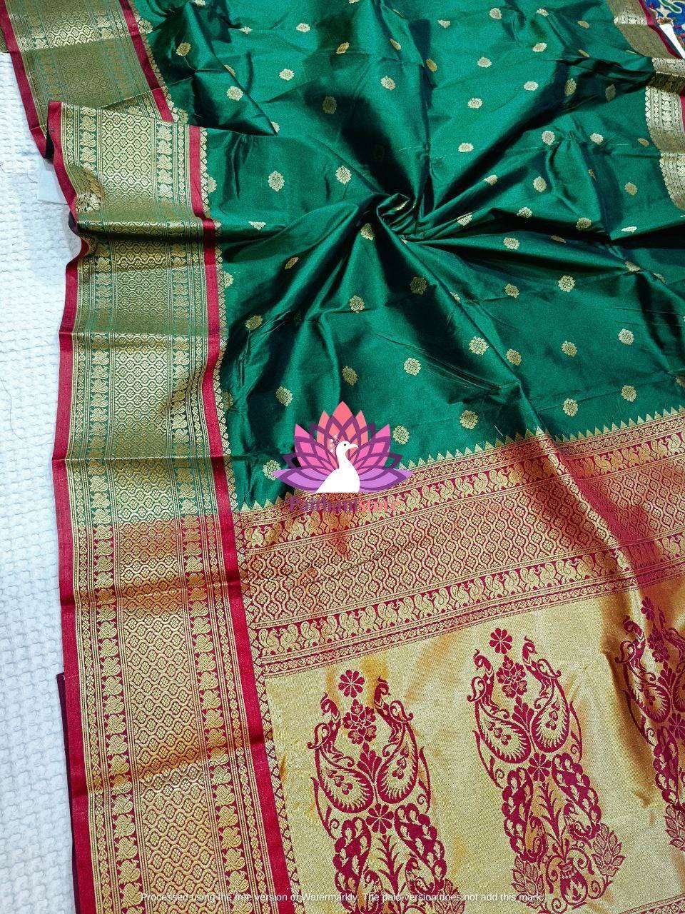 Green Mhalsa Paithani - Semi Silk Saree - Just Rs. 2599! Shop now at Paithanistore
