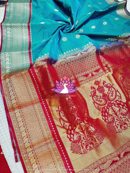 Rama Color Mhalsa Paithani Saree - Semi Silk Saree - Just Rs. 1999! Shop now at Paithanistore