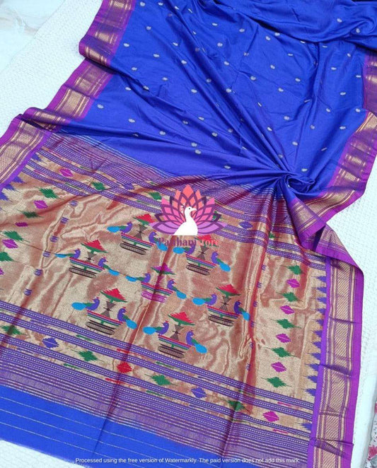 Blue Pure Silk Handloom Yeola Paithani Saree