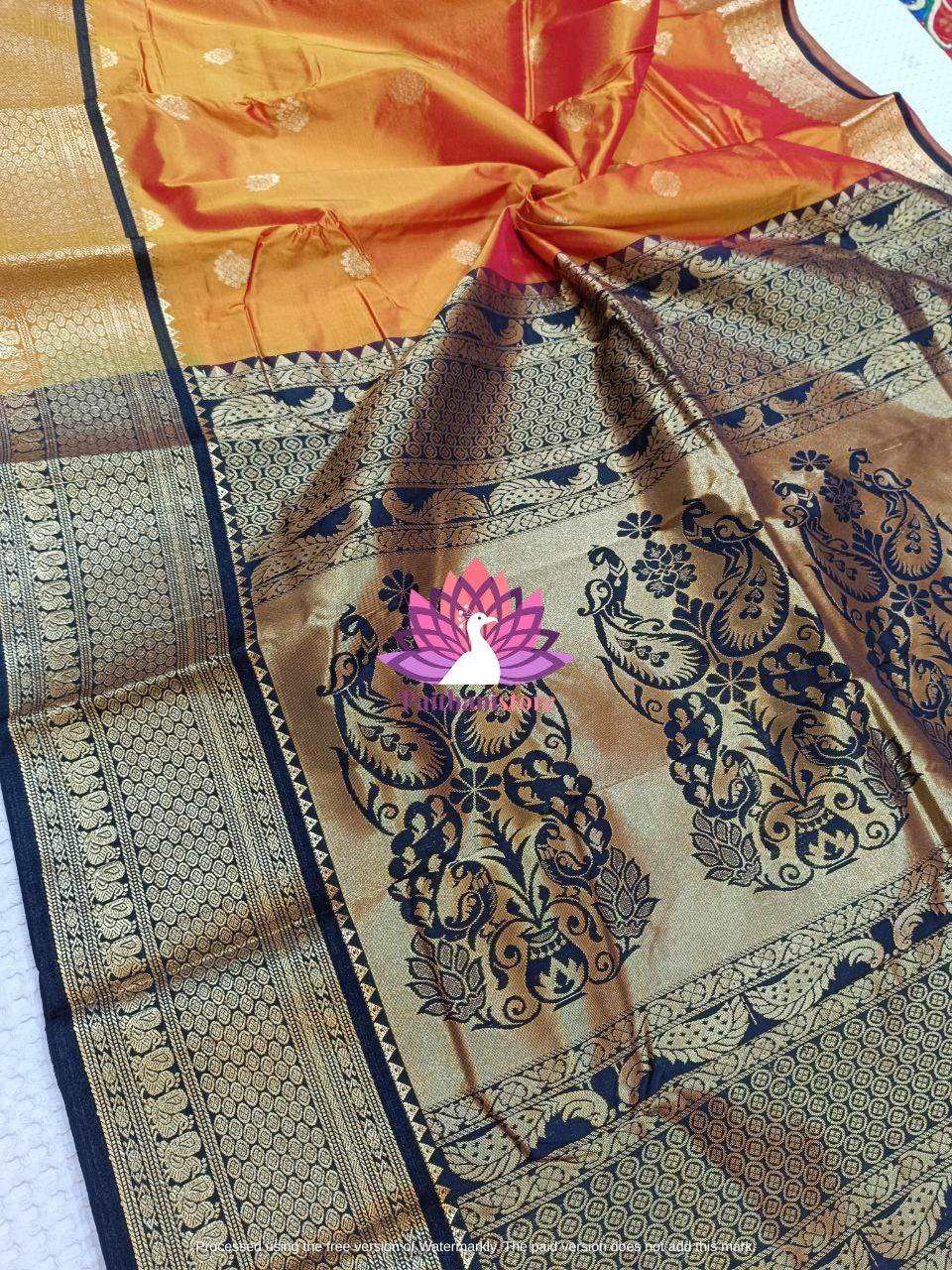 Mango Color Mhalsa Paithani Saree