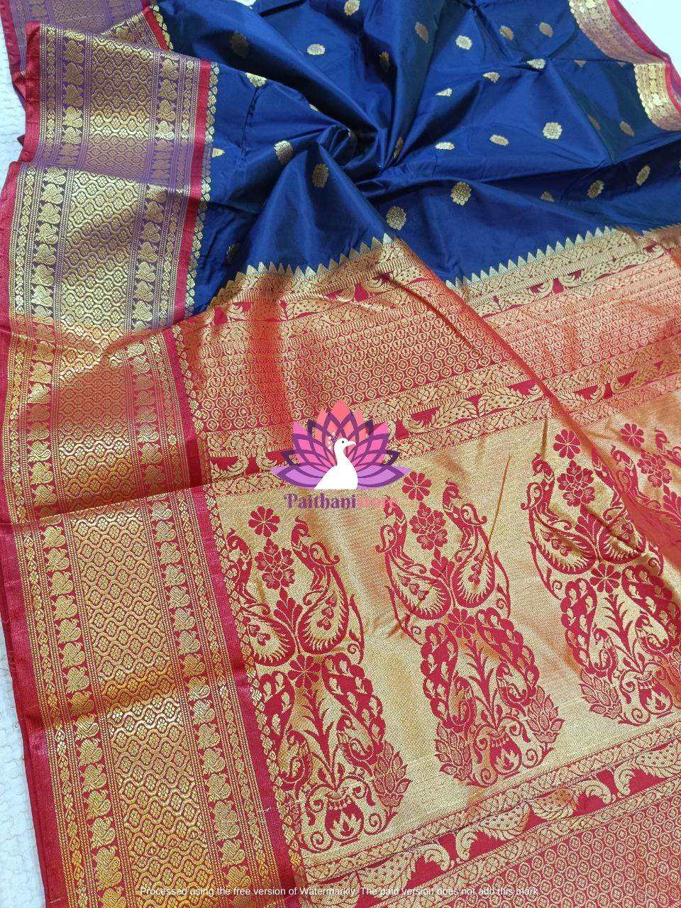 Blue Mhalsa Paithani - Semi Silk Saree - Just Rs. 2599! Shop now at Paithanistore