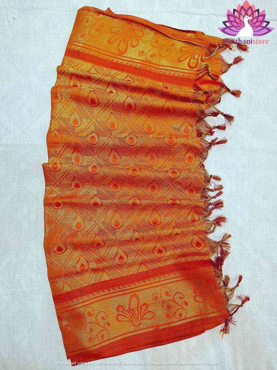 Orange Shela For Bride Paithani