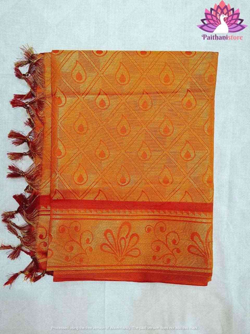 Orange Shela For Bride Paithani