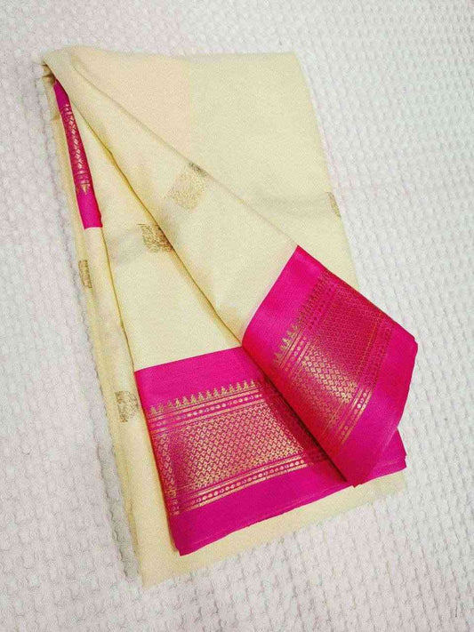 Off-White with Pink Sico Sarees Online