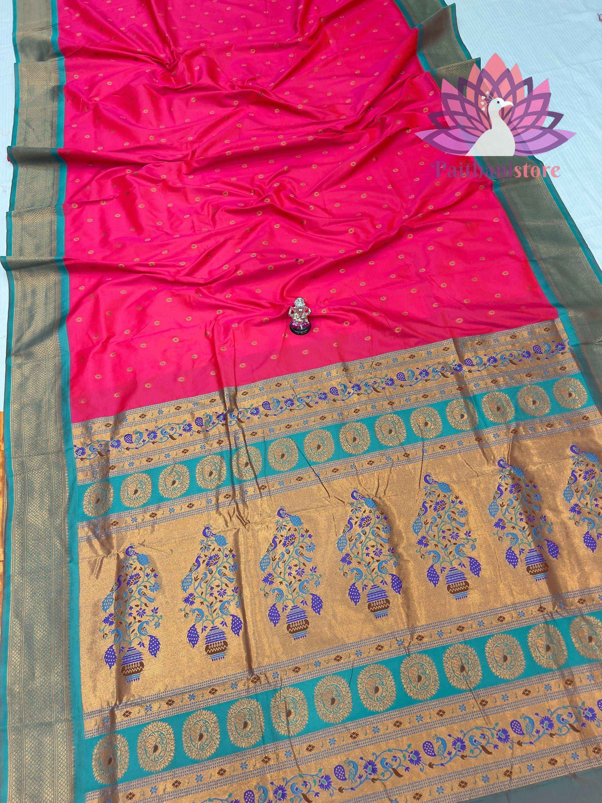 All Over Meena Butti Semi Silk Paithani Saree