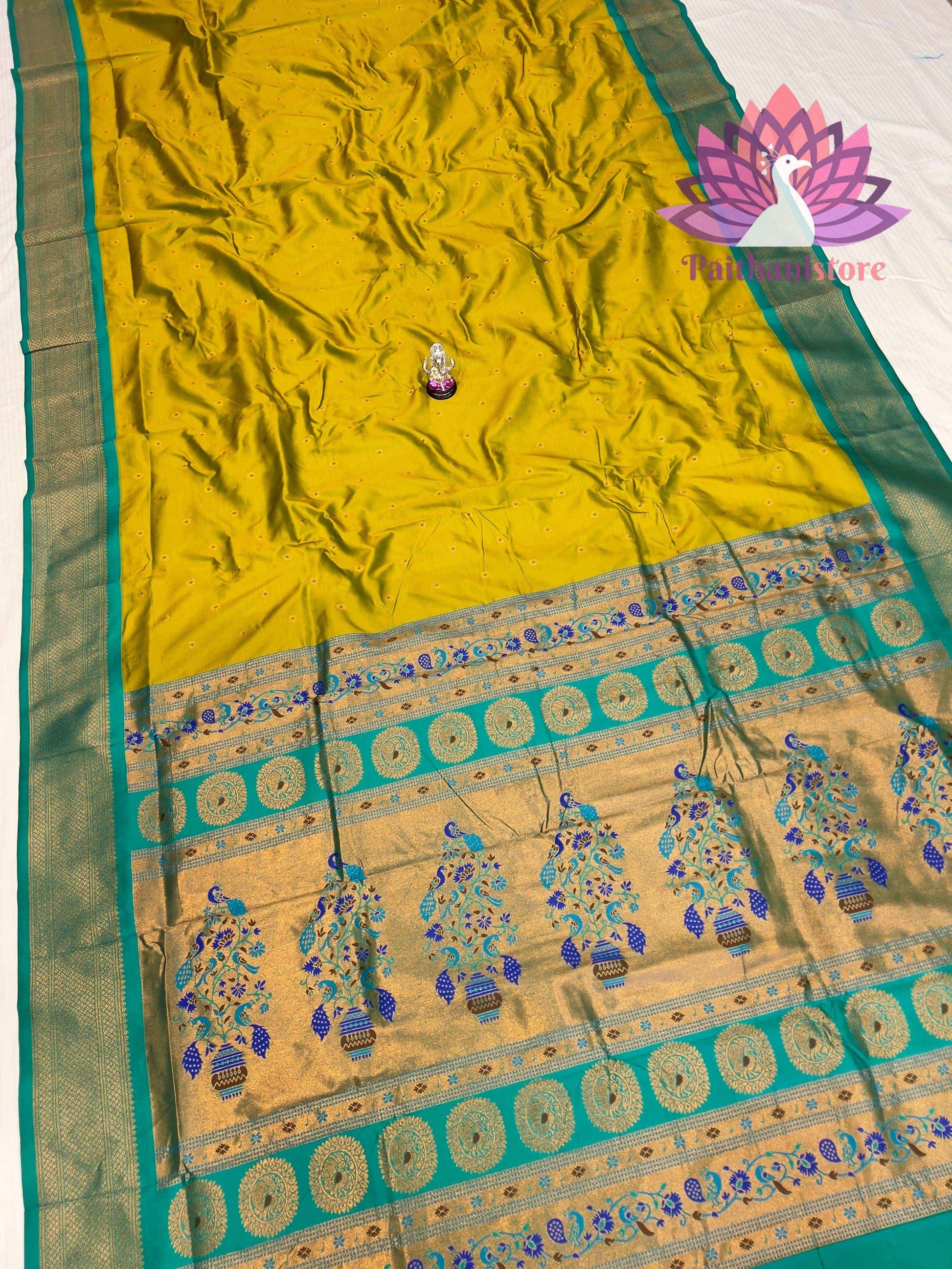 All Over Meena Butti Semi Silk Paithani Saree