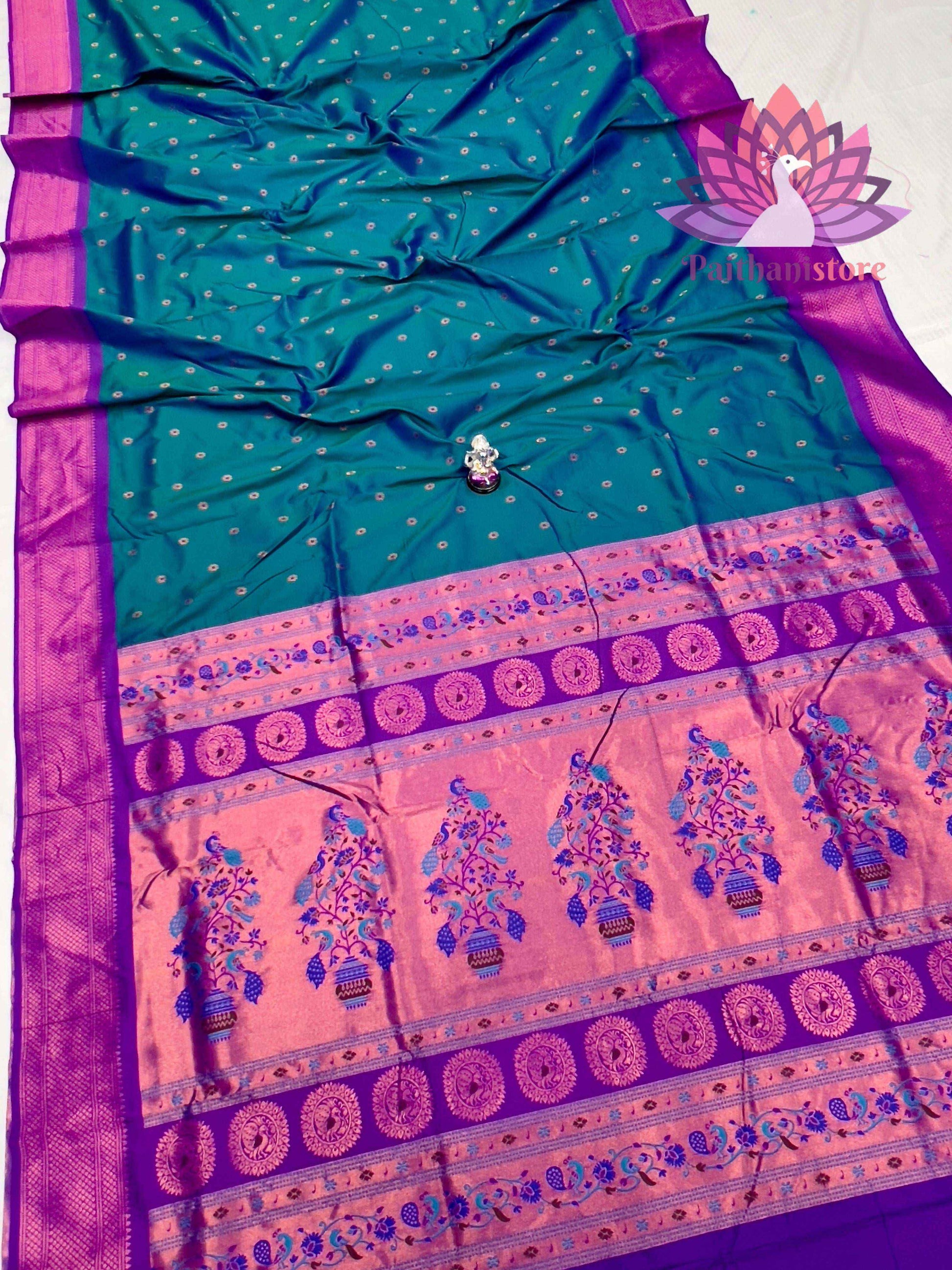 All Over Meena Butti Semi Silk Paithani Saree