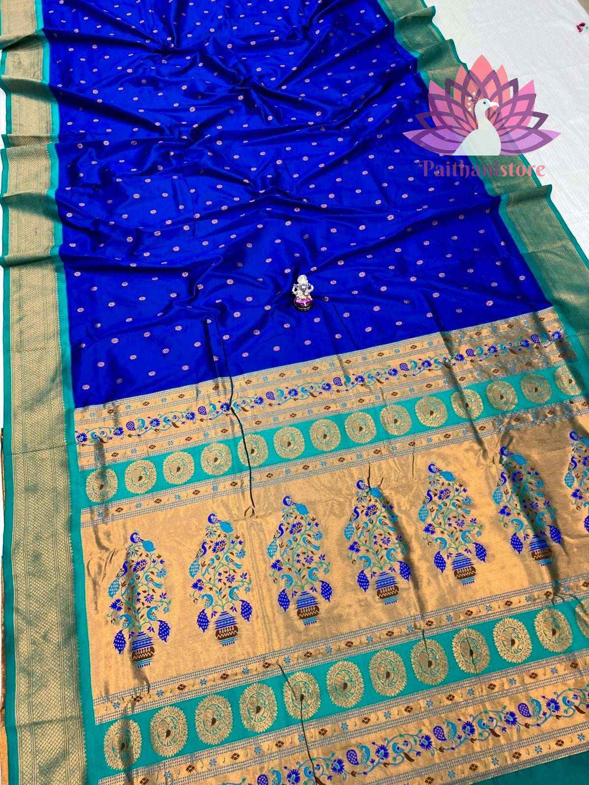 All Over Meena Butti Semi Silk Paithani Saree