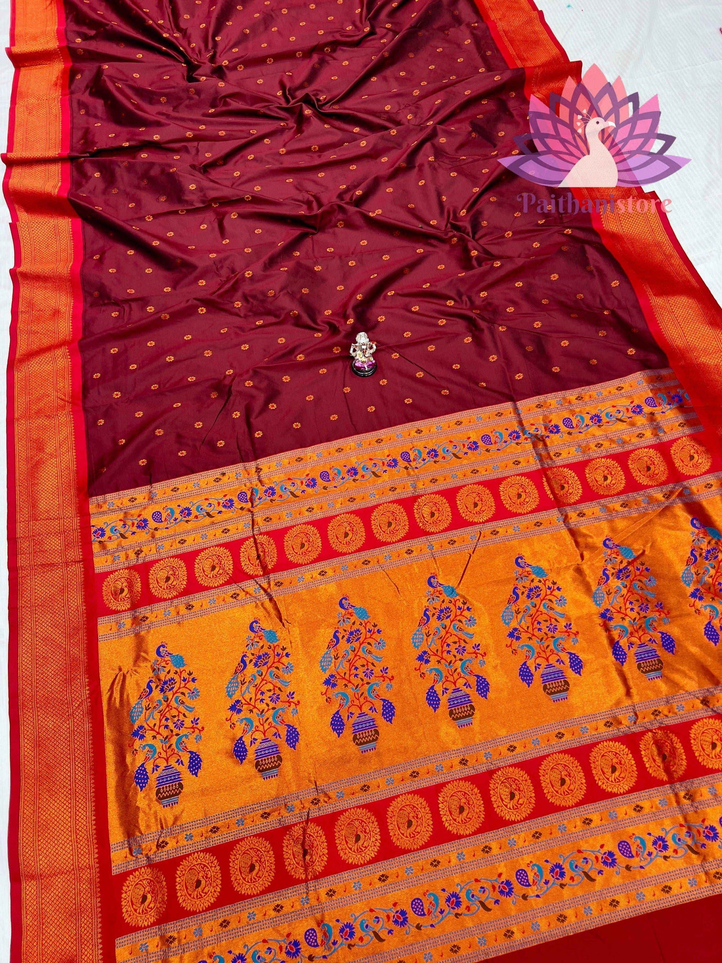 All Over Meena Butti Semi Silk Paithani Saree