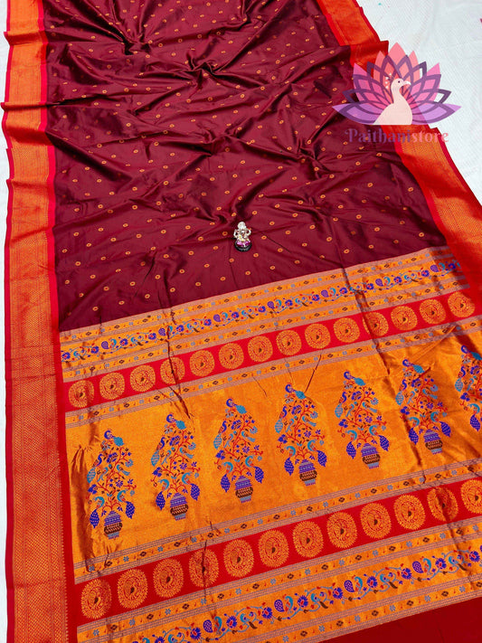 All Over Meena Butti Semi Silk Paithani Saree