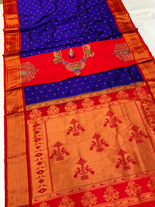 Beautiful Double Pallu Kadiyal Paithani Saree